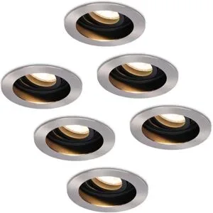 HOFTRONIC 6er Set Mesa LED Einbaustrahler - GU10 4 Watt 345 lumen - 2700K warmweiß - Dimmbar - Versenkt - Rund - Schwenkbar - IP20 für innen - Edelstahl