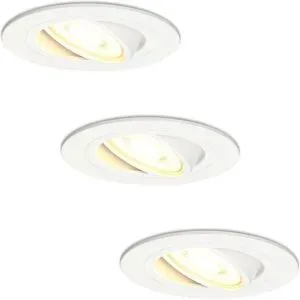 HOFTRONIC 3er Set Pittsburg LED Einbaustrahler - GU10 4 Watt 345 lumen - 2700K warmweiß - Dimmbar - Rund - Schwenkbar - IP20 Innen - Weiß