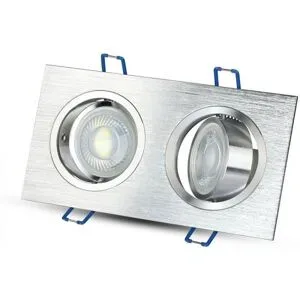 V-TAC Mallorca Doppelt LED Einbaustrahler - Schwenkbar Armatur - 91x180 mm - GU10 Fassung - Eckig - IP20 für den Innenbereich - Edelstahl