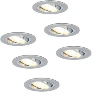 HOFTRONIC 6er Set Chandler LED Einbaustrahler - GU10 4 Watt 345 lumen - 2700K warmweiß - Dimmbar - Rund - Schwenkbar - IP20 Innen - Aluminium