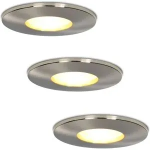 HOFTRONIC Set von 3 Vegas - LED Einbaustrahler - IP44 wasserdicht - 4 Watt 345 lumen - 2700K warmweiß - GU10 - Dimmbar - Rund - Für Bad, Innen- und Außenbereich - Edelstahl