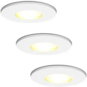 HOFTRONIC 3er Set Barcelona - LED Einbaustrahler - IP44 wasserdicht - 4 Watt 345 lumen - 2700K warmweiß - GU10 - Dimmbar - Rund - Für Bad, Innen- und Außenbereich - Weiß
