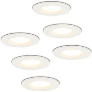 HOFTRONIC 6er Set Venezia LED Einbaustrahler - 6W 650lm - 2700K warmweiß - Dimmbar - Rund - IP65 wasserdicht - Weiß - Für den Innen, Außen und Badezimmere