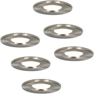 HOFTRONIC 6er Set Venezia LED Einbaustrahler - 6W 650lm - 2700K warmweiß - Dimmbar - Rund - IP65 wasserdicht - Edelstahl - Für den Innen, Außen und Badezimmer