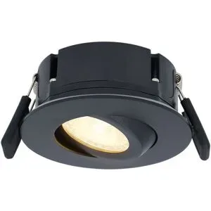 HOFTRONIC Napels LED Einbaustrahler Ultra Flach (39mm) - 360° schwenkbar - 8W 570 Lumen - Dimmbar - IP65 Wasserdicht für Bad, Innen und Außen - Schwarz