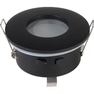 HOFTRONIC Porto - LED Einbaustrahler - Durchmesser 83mm - GU10 Fassung - Rund - IP44 für Bad und Außenbereich - Schwarz