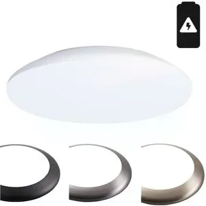 HOFTRONIC LED Bulkhead - Durchmesser 30cm - 18W 2100lm - 6500K tageslichtweiß - IP65 wasserdicht - IK10 - Mit Notstrombatterie - Innen und außen - Weiß