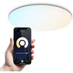 HOFTRONIC SMART Smart Deckenleuchte - Rund - 24W - 2400lm - Ø30 cm - CCT Farbtemperatur wählbar 2700K bis 6500K - Wifi + Bluetooth - Google Assistant, Amazon Alexa en Siri - Rahmenlos - App Steuerung