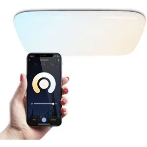 HOFTRONIC SMART Smart Deckenleuchte - Eckig - 24W - 2400lm - 29x29 cm - CCT Farbtemperatur wählbar 2700K bis 6500K - Wifi + Bluetooth - Google Assistant, Amazon Alexa en Siri - Rahmenlos - App Steuerung