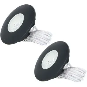 HOFTRONIC Set von 2 Pavo - LED Einbaustrahler Ultra Flach 12mm - 3 Watt 300 Lumen - 2700K warmweiß - Dimmbar - Möbelspot - Rund - IP44 wasserdicht - Für Innen und Außen - Schwarz