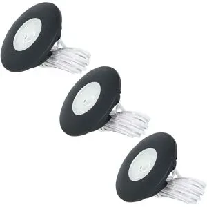 HOFTRONIC Set von 3 Pavo - LED Einbaustrahler Ultra Flach 12mm - 3 Watt 300 Lumen - 2700K warmweiß - Dimmbar - Möbelspot - Rund - IP44 wasserdicht - Für Innen und Außen - Schwarz