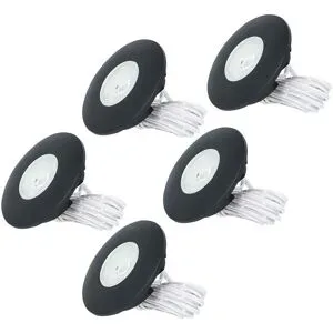 HOFTRONIC Set von 5 Pavo - LED Einbaustrahler Ultra Flach 12mm - 3 Watt 300 Lumen - 2700K warmweiß - Dimmbar - Möbelspot - Rund - IP44 wasserdicht - Für Innen und Außen - Schwarz