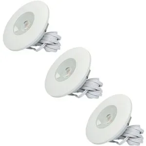 HOFTRONIC Set von 3 Pavo - LED Einbaustrahler Ultra Flach 12mm - 3 Watt 300 Lumen - 2700K warmweiß - Dimmbar - Möbelspot - Rund - IP44 wasserdicht - Für Innen und Außen - Weiß