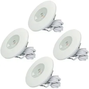 HOFTRONIC Set von 4 Pavo - LED Einbaustrahler Ultra Flach 12mm - 3 Watt 300 Lumen - 2700K warmweiß - Dimmbar - Möbelspot - Rund - IP44 wasserdicht - Für Innen und Außen - Weiß