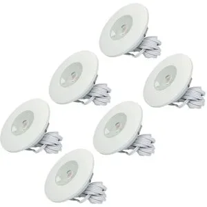 HOFTRONIC Set von 6 Pavo - LED Einbaustrahler Ultra Flach 12mm - 3 Watt 300 Lumen - 2700K warmweiß - Dimmbar - Möbelspot - Rund - IP44 wasserdicht - Für Innen und Außen - Weiß