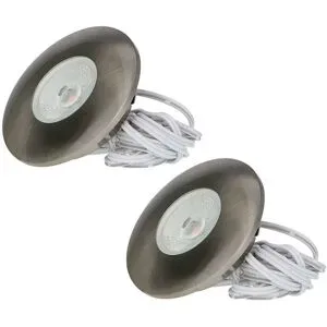 HOFTRONIC Set von 2 Pavo - LED Einbaustrahler Ultra Flach 12mm - 3 Watt 300 Lumen - 2700K warmweiß - Dimmbar - Möbelspot - Rund - IP44 wasserdicht - Für Innen und Außen - Edelstahl