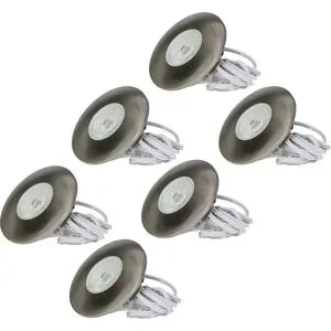 HOFTRONIC Set von 6 Pavo - LED Einbaustrahler Ultra Flach 12mm - 3 Watt 300 Lumen - 2700K warmweiß - Dimmbar - Möbelspot - Rund - IP44 wasserdicht - Für Innen und Außen - Edelstahl