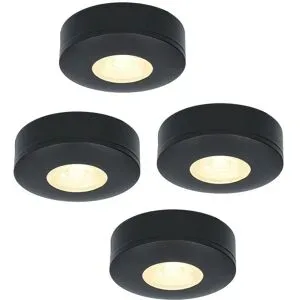 HOFTRONIC Set mit 4 Pavo - Flache LED-Aufbaustrahler 23 mm - 3 W 300 lm - 2700K - Dimmbar - Rund - IP44 - Schwarz