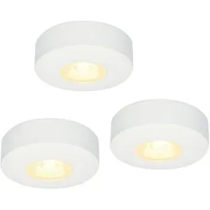 HOFTRONIC 3er-Set Pavo - LED Aufbaustrahler Flach 23mm - 3 Watt 300 Lumen - 2700K warmweiß - Dimmbar - Rund - IP44 wasserdicht - Weiß
