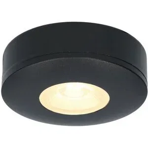 HOFTRONIC Pavo LED Aufbaustrahler Ultra Flach - 3W 300lm - 2700K Warm White - Niedrige Aufbauhöhe 23mm - Dimmbar - Rund - IP44 für Innen und Außen - Schwarz