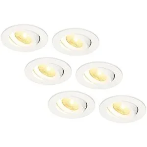 HOFTRONIC 6er Set Salerno LED Einbaustrahler - 8W 650lm - 2700K warmweiß - Dimmbar - Rund - Schwenkbar - IP44 wasserdicht - Weiß - Für den Innen, Außen und Badezimmer