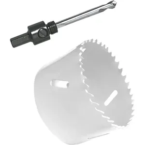HOFTRONIC Lochsäge Ø44 mm - Adapter und Zentrierbohrer - Geeignet für LED Einbaustraheler - Bi-Metall-Sägeblatt