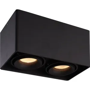 HOFTRONIC Esto LED Deckenspot - Eckig - 2-Flammig - Schwenkbar - Dimmbar - 8W 690lm - 6500K tageslichtweiß - GU10 - Innen - Deckenleuchte - Austauschbarer Abdeckring - Schwarz