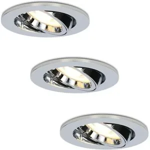HOFTRONIC 3er Set Maya LED Einbaustrahler - 4 Watt 345 lumen - 2700K warmweiß - GU10 - Dimmbar - Rund - Schwenkbar - IP20 für Innenbereich - Chrom