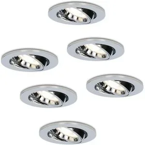HOFTRONIC 6er Set Maya LED Einbaustrahler - 4 Watt 345 Lumen - 4000K neutralweiß - GU10 - Dimmbar - Rund - Schwenkbar - IP20 für Innenbereich - Chrom