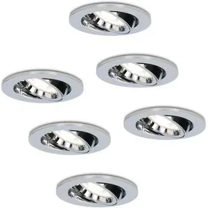 HOFTRONIC 6er Set Maya LED Einbaustrahler - 4 Watt 345 Lumen - 6500K tageslichtweiß - GU10 - Dimmbar - Rund - Schwenkbar - IP20 für Innenbereich - Chrom