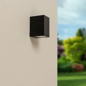 HOFTRONIC Marion Dimmbare LED Wandleuchte - GU10-Fassung - IP65 Wasserdicht - Für Innen- und Außenbeleuchtung - Downlight - Eckig - Schwarz - Modern