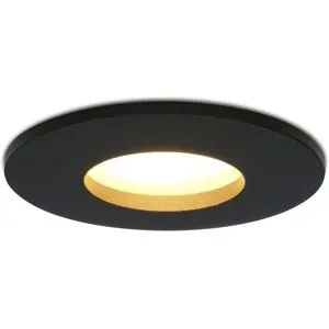 HOFTRONIC Porto - LED Einbaustrahler - IP44 wasserdicht - 4 Watt 345 lumen - 2700K warmweiß - GU10 - Dimmbar - Rund - Für Bad, Innen- und Außenbereich - Schwarz