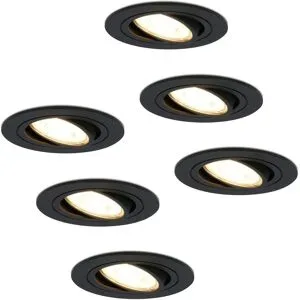 HOFTRONIC 6er Set Miro LED Einbaustrahler - GU10 4 Watt 345 lumen - 2700K warmweiß - Dimmbar - Rund - Schwenkbar - IP20 Innen - Schwarz