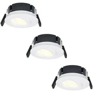 HOFTRONIC 3er Set Napels LED Einbaustrahler Extra Flach (39mm) - 360° Schwenkbar - 8 Watt 570 Lumen - Dimmbar - IP65 Wasserdicht für Bad, Innen und Außen - Weiß