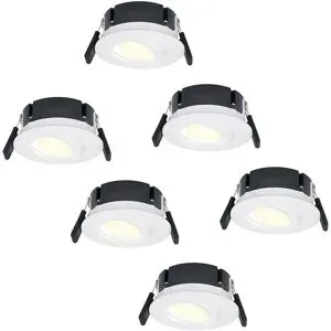 HOFTRONIC 6er Set Napels LED Einbaustrahler Extra Flach (39mm) - 360° Schwenkbar - 8 Watt 570 Lumen - Dimmbar - IP65 Wasserdicht für Bad, Innen- und Außenbereich - Weiß