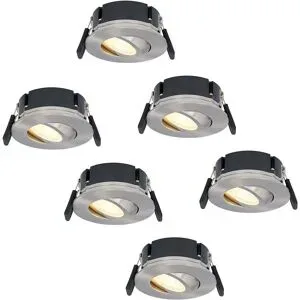 HOFTRONIC 6er Set Napels LED Einbaustrahler Extra Flach (39mm) - 360° Schwenkbar - 8 Watt 570 Lumen - Dimmbar - IP65 Wasserdicht für Bad, Innen- und Außenbereich - Edelstahl