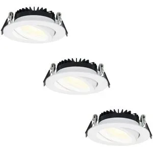 HOFTRONIC 3er Set Rome LED Einbaustrahler - Ultra Flach (27mm) - 6 Watt 430 lumen - Schwenkbar - IP44 wasserdicht - 2700K warmweiß - Dimmbar - Rund - Mit Trafo - Weiß - Für den Innen- und Außenbereich