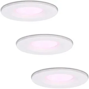 HOFTRONIC SMART 3er Set Venezia Smart Einbaustrahler - IP65 wasserdicht - 6W 450lm - Wifi + Bluetooth - RGBWW - Google Home, Amazon Alexa und Siri - Weiß - Bad, innen und außen