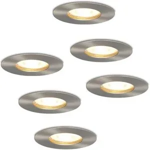 HOFTRONIC 6er Set Bari LED Einbaustrahler - 4W 345lm - 2700K warmweiß - GU10 - Dimmbar - Rund - IP65 Wasserdicht - Edelstahl - Für Bad, Innen und Außen