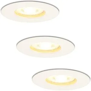 HOFTRONIC 3er Set Bari LED Einbaustrahler - 4W 345lm - 2700K warmweiß - GU10 - Dimmbar - Rund - IP65 Wasserdicht - Weiß - Für den Innen-, Außen- und Badbereich
