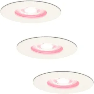 HOFTRONIC SMART 3er Set Bari Smart Einbaustrahler - IP65 wasserdicht - Wifi + Bluetooth - RGBWW - GU10 - Google Home, Amazon Alexa und Siri - Weiß - Bad, innen und außen