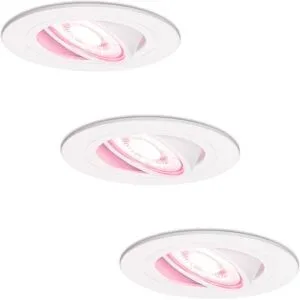 HOFTRONIC SMART 3er Set Pittsburg Smart Einbaustrahler - 4.8 Watt 345 Lumen - Wifi + Bluetooth - RGBWW - GU10 - Google Home, Amazon Alexa und Siri - IP20 für innen - Weiß - Schwenkbar