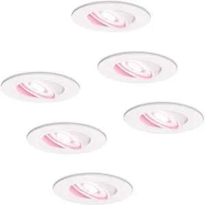 HOFTRONIC SMART 6er Set Pittsburg Smart Einbaustrahler - 4.8 Watt 345 Lumen - Wifi + Bluetooth - RGBWW - GU10 - Google Home, Amazon Alexa und Siri - IP20 für innen - Weiß - Schwenkbar