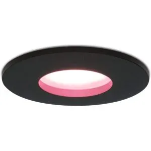 HOFTRONIC SMART Porto - Smart LED Einbaustrahler - IP44 wasserdicht - 5,5 Watt 345 Lumen - Wifi + Bluetooth - RGBWW - GU10 - Google Home, Amazon Alexa und Siri - Für Bad, Innen- und Außenbereich - Schwarz