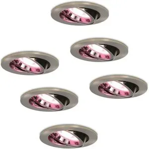 HOFTRONIC SMART 6er Set Lublin Smart Einbaustrahler - Wifi + Bluetooth - RGBWW - GU10 - Schwenkbar - Google Home, Amazon Alexa und Siri - IP20 für Innenbereich - Edelstahl - Deckenstrahler