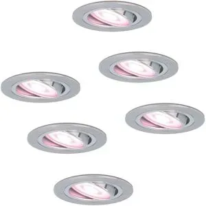HOFTRONIC SMART 6er Set Chandler - Smart LED Einbaustrahler - 4.8 Watt 345 Lumen - Schwenkbar - Wifi + Bluetooth - RGBWW - GU10 - Google Home, Amazon Alexa und Siri - IP20 für den Innenbereich - Edelstahl