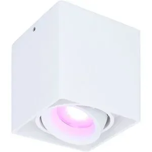 HOFTRONIC Esto Smart Aufbaustrahler Eckig - Aufbau Deckenstrahler - GU10 - Schwenkbar - RGBWW 16 Mio. Farben - Wifi + Bluetooth - Kompatibel mit Alexa/Google Assistant und Siri - Weiß - App Steuerung, Sprache