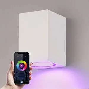 HOFTRONIC SMART Marion Smart Wandleuchte LED - Wifi + Bluetooth - 5,5W 345lm - RGBWW - IP65 wasserdicht - GU10 - Downlight - Weiß - Google Home, Amazon Alexa und Siri