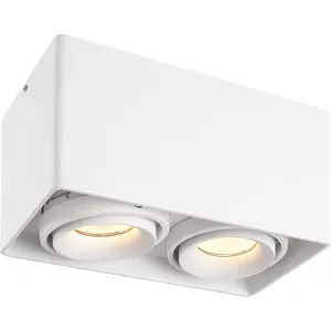 HOFTRONIC Esto LED Deckenspot - Eckig - 2-Flammig - Schwenkbar - Dimmbar - 8W 690lm - 2700K warmweiß - GU10 - Aufbaustrahler - Innen - Deckenleuchte - Austauschbarer Abdeckring - Weiß