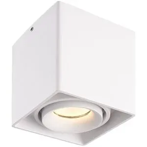 HOFTRONIC Esto LED Deckenspot - Eckig - Dimmbar - Schwenkbar - 4W 345lm - 2700K warmweiß - GU10 Fassung - Aufbaustrahler - Innen - Deckenleuchte - Austauschbarer Abdeckring - Weiß